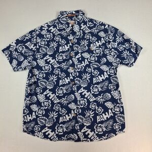 Ocean Pacific Mens SS Floral Print Button Shirt Sz.M/Blue/Pineapple/Aloha